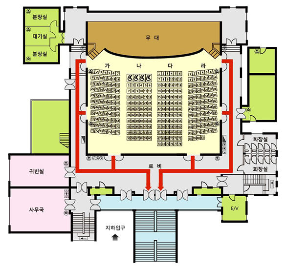 시민회관 대강당 1층 평면도