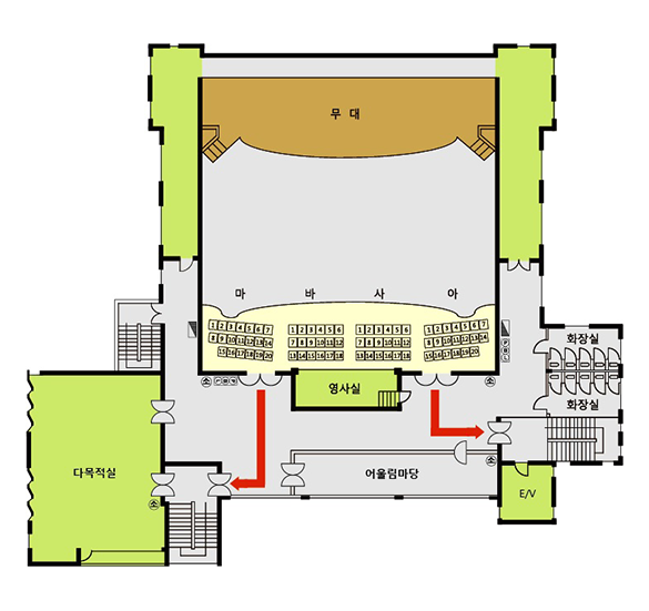 시민회관 대강당 2층 평면도